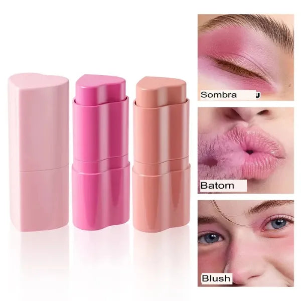 Blush Stick 3 em 1 Maquiagem de Longa Duração  - Loja Rubra Cosméticos 